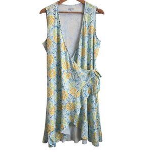 Lands End Womens Citrus Print Swim Cover Up Dress Size M Wrap Beach Vacation
